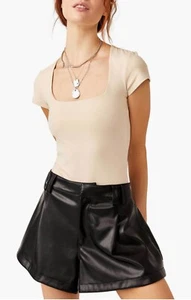 Intimately Free People Square Eyes Bodysuit Top | Pink Tint Beige | XS | NWT $58 - Picture 1 of 6