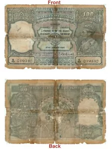 Rarissima 100 Rupie India Britannica Kanpur 1944 firmata C.D. Deshmukh. G5-32 - Foto 1 di 6
