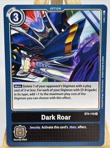 Digimon raro Digimon Digimon Dark Roar BT4-110 R CASI COMO NUEVO - Imagen 1 de 2