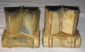 ANTIQUE USA MISSION FULPER ARTS & CRAFTS POTTERY BOOK STATUE SCULPTURE BOOKENDS - Picture 1 of 7