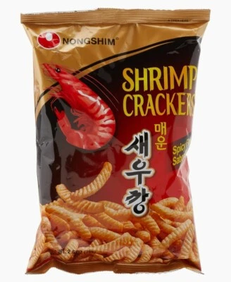 Nongshim Snack Coreano Camarones Galletas Chips Bolsa 2.6 OZ Sabor Picante Foto 1 de 4
