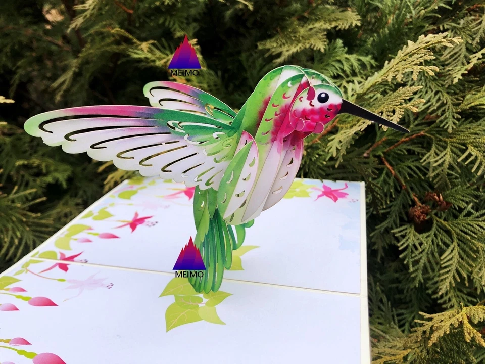 3D Pop Up Greeting Card Hummingbird Bird Birthday Mother Mom Anniversary Love - Image 1 of 4