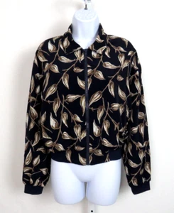 VTG 1970s 80s LILY'S OF BEVERLY HILLS WOMEN'S JACKET DEEP BLUE LEAVES SIZE SMALL - Picture 1 of 21