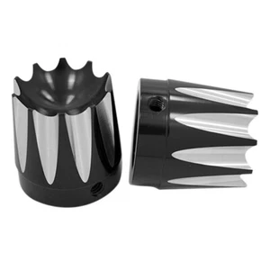 Black Excalibur Front Axle Nut Covers 2008-2013 Harley-Davidson Touring Models - Picture 1 of 1