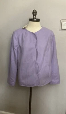Chaqueta Blazer Talbots Púrpura Mezcla Lana 10 Nueva Con Etiquetas Italia Sin Cuello Foto 1 de 4