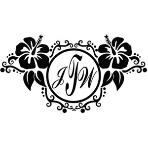 Hawaiian-Hibiscus Flower Monogram Vinyl Decal - Picture 1 of 7