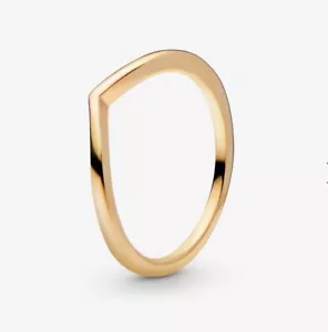 *BRAND NEW* Pandora 14k Gold Plated Polished Chevron Wishbone Ring 168742C00-64 - Picture 1 of 5