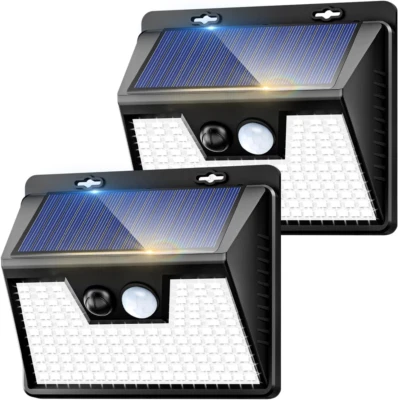 Solar Lights Outdoor 2 Pack, 140LED/3 Modes Motion Sensor Wall Lights Solar Powe - Image 1 of 4
