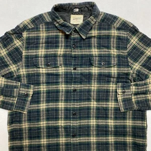 Field & Stream Flannel Shirt Men's L Navy Green Long Sleeve Cotton Button Down - Picture 1 of 12
