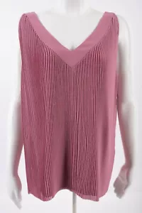 Massimo Dutti Womens Pleated Top Blouse S Pink Sleeveless V-Neck 6841/792 NWT - Picture 1 of 6