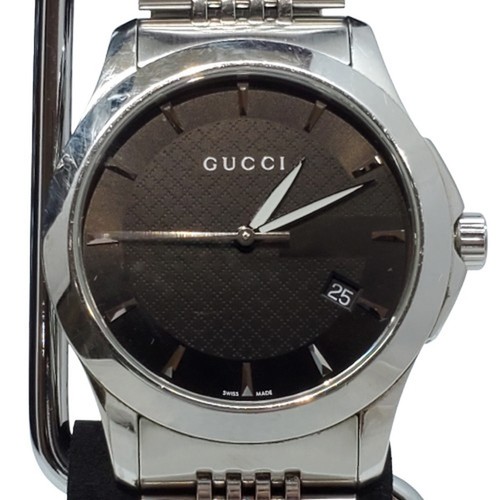 GUCCI 126.4 Watch G Timeless Quadrante Nero Orologio Analogico Unisex Quarzo SS Data