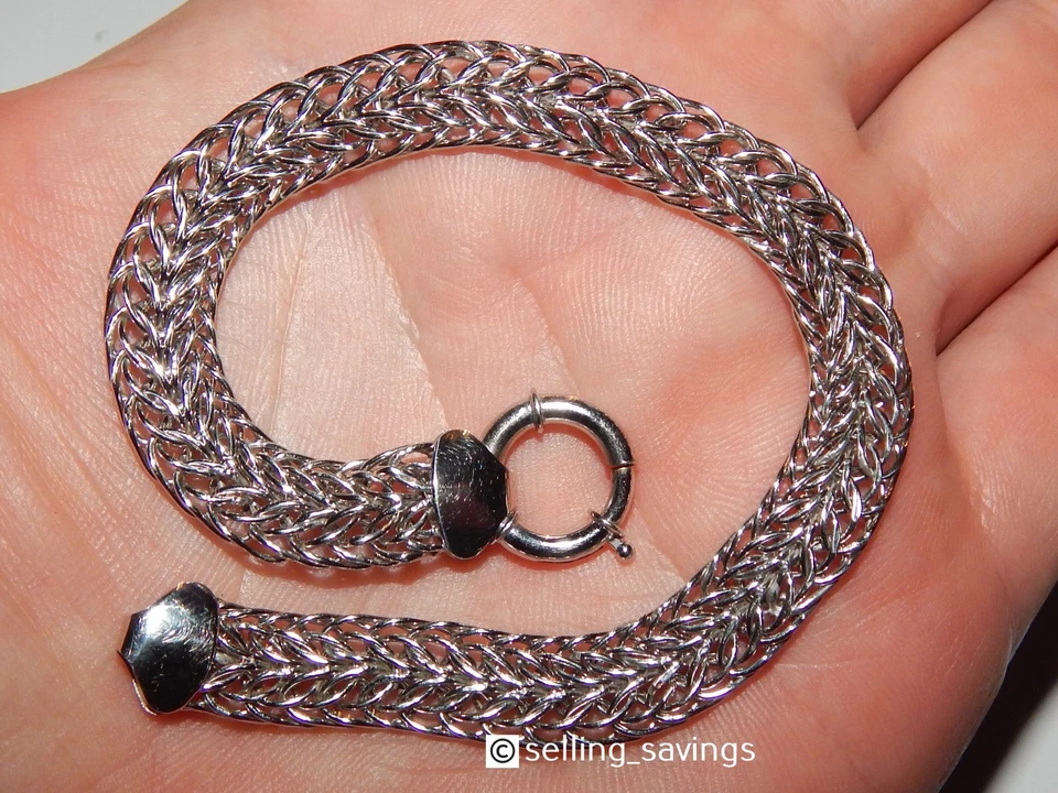 14K WHITE GOLD FILIGREE BISMARK 3/8 INCH WIDE TOGGLE CLASP BRACELET 8 INCH LONG - Image 1 of 4