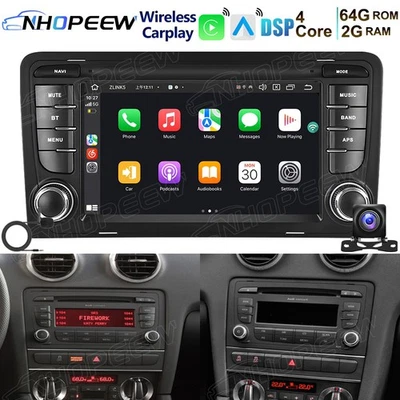 Für AUDI A3 8P 2003-2012 64GB Android 15 Autoradio Carplay GPS Navi WIFI +Kamera - Bild 1 von 4