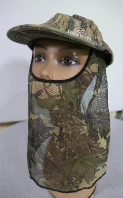 Red Head Camo Camoflauge Snapback Cap w Mosquito Net Neck Gaiter Face Mask - Image 1 of 4