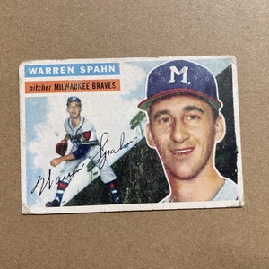 1956 Topps #10 - Warren Spahn White Back (Low Grade) - Bild 1 von 2