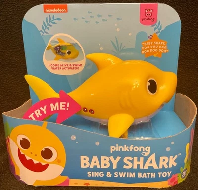 Игрушка для ванны Nickelodeon Pinkfong BABY SHARK SING &SWIM «Мягкий плавник» желтая ДЕТСКАЯ НОВАЯ - Изображение 1 из 4