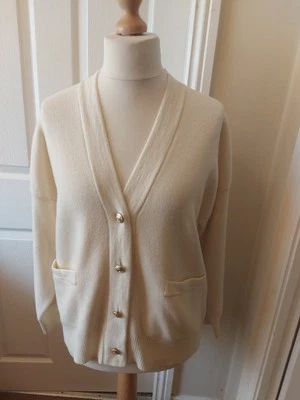 GANT WOMENS SUPER FINE LAMBSWOOL CREAM OVERSIZED CARDIGAN UK SIZE L NEW/BNWT - Image 1 of 4