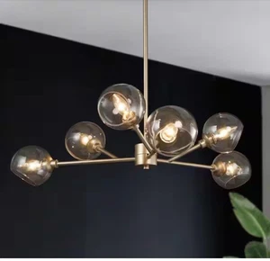 🔥Uolfin Modern Gold Dining Room Chandelier, Bubble 31.5” 6-Light Chandelier - Picture 1 of 9