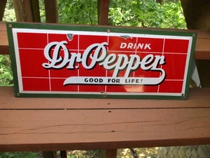 c1930's Dr.Pepper Soda Pop Embossed Porcelain Metal 26.5" Sign - Picture 1 of 17