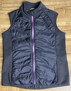 ATHLETA Womens XL Flashback Quilted Puffer Vest Blue Embroidered Ombré Zip EUC - Picture 1 of 4