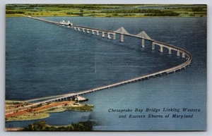 Postal Chesapeake Bay Bridge MD - Vista aérea elevada - Lino Tichnor - Imagen 1 de 2