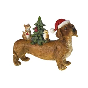 Decorativo Perro Con Gorro de Navidad, Abeto ,Squirrel Y Búho de Poliresina - Imagen 1 de 3