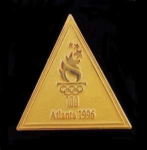 08 Pin 130 Lapel Atlanta 1966 Olympics Limited Edition Gold Triangle Torch Pin - Picture 1 of 2