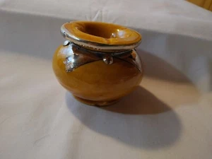 Beautiful Amber And Gold Foil Handmade Pottery Moroccan Ashtray - Picture 1 of 5