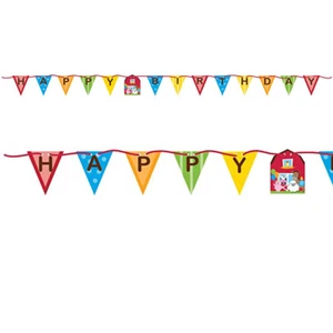 Farmhouse Fun Party Supplies Happy Birthday Ribbon Banner Hanging Decoration - Picture 1 of 1