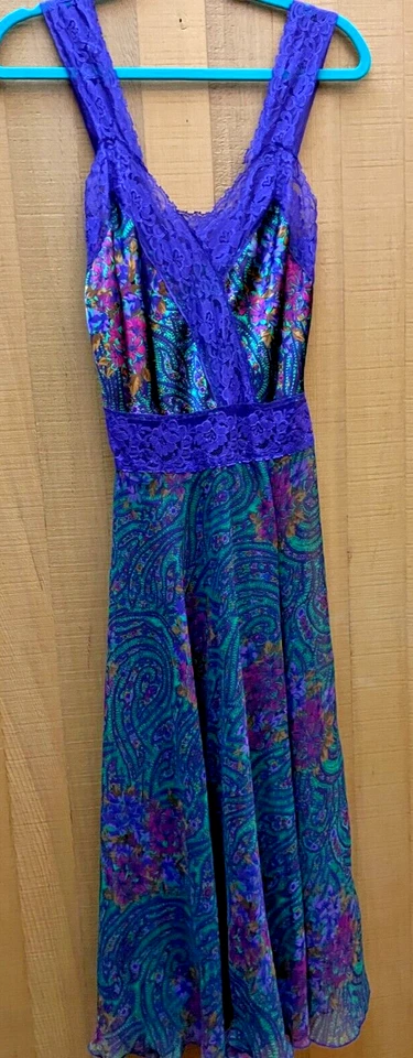 Vintage Gold Label Victoria’s Secret lace slip nightgown & Robe  purple floral - Image 1 of 4