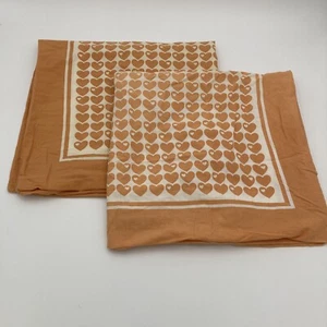 Vintage Orange Weiß Herzen Europäische Kissenbezüge Knopfverschluss MCM - Bild 1 von 5