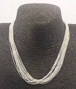 Statement Multi 13 Strang 925 Sterling Silber Kette Halskette Gewicht 37g - Bild 1 von 5