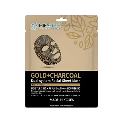 Mirabelle Gold Charcoal Facial Serum Sheet Mask (Pack of 1), 25ml Free Shipping - Image 1 of 4