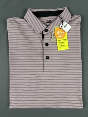 Camisa de golf Puma Polo Mattr Bay a rayas mediana roja poliéster spandex nueva con etiquetas precio de venta sugerido por el fabricante 80 USD Foto 1 de 4