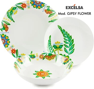 SERVIZIO PIATTI, EXCELSA - EXCELSA GIPSY FLOWER SERVIZIO PIATTI 18 PEZZI - Immagine 1 di 3