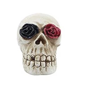 Interruttore batteria luce Halloween design occhi di rosa teschio resina artistica led 2 pezzi - Foto 1 di 11