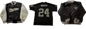 VTG Oakland Raiders  Reversible Youth Satin Jacket W/Charles Woodson Jersey- Lot - Picture 1 of 18