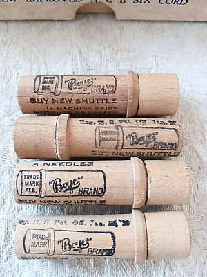Set Of 4 Vintage Wooden Boye Brand Tubes W/ Machine Sewing Needles Chicago • 32.07$