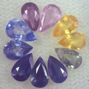 3.08CT STUNNING VVS 10PCS PEAR FANCY COLOR SAPPHIRE NATURAL - Picture 1 of 3