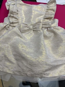 Baby Cat &Jack girl gold metallic shimmer ruffle Dress Size 3-6 Month - Picture 1 of 9