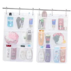 Mesh Shower Caddy, 7 Pockets Hanging Shower Organizer with Quick 2 White - Picture 1 of 7
