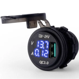 12/24 Socket Blue ATV Motorcycle Fast Amp Volt Meter Waterproof Brand New - Picture 1 of 11