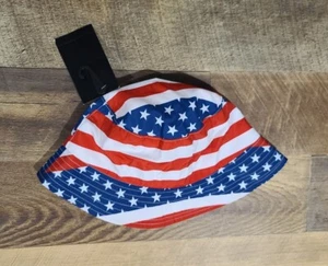 HURLEY ONE SIZE BUCKET HAT USA FLAG RED WHITE BLUE NWT MENS BEACH LOGO PATRIOTIC - Picture 1 of 9