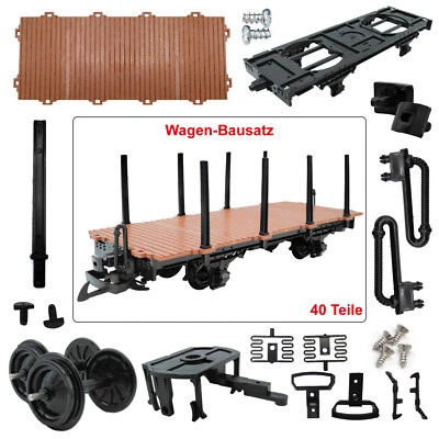Rungenwagen braun/schwarz als modularer Modellbausatz für Spur-G Gartenbahn Loks - Bild 1 von 4
