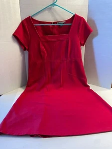 Ann Taylor Womens Red Square Neck Cap Sleeve Back Zip Sheath Dress Size 10 - Picture 1 of 7