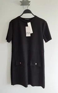 ZARA Women Smart BLACK FAUX SUEDE DRESS WORK COLLEGE UNI Small Size RRP 22.99 - Picture 1 of 3
