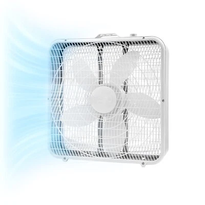 Comfort Zone Box Floor Fan for Home, 20 inches, 3-Speeds and Carry Handle, White - Image 1 of 4