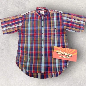 VTG Levis DOCKERS Button Up Shirt Mens M Multicolor Plaid Short Sleeve - Picture 1 of 9