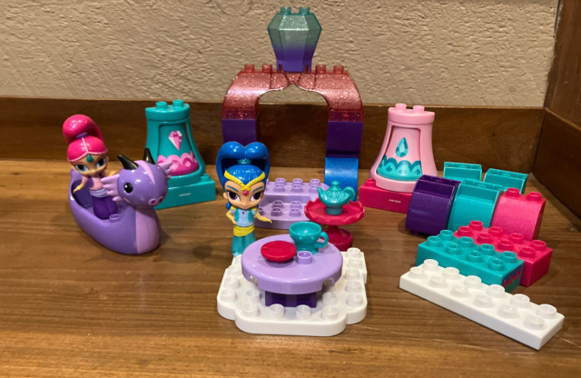 NEW SHIMMER SHINE KIDS EASTER TOY GIFT BASKET MEGA BLOKS TOYS PLUSH PLAY  SET