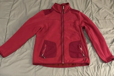 Green Tea Jacket Women’s Small Fleece Pink/Magenta Full Zip Jacket Elbow Patch - Image 1 of 4